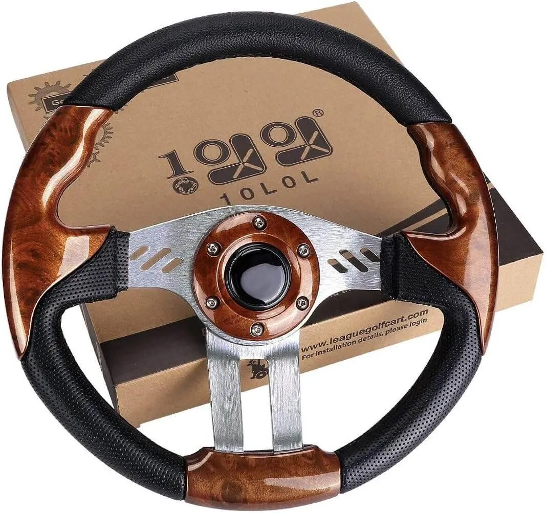 12.5 inch Wooden Golf Cart Steering Wheel Universally For Most Models - 10L0L