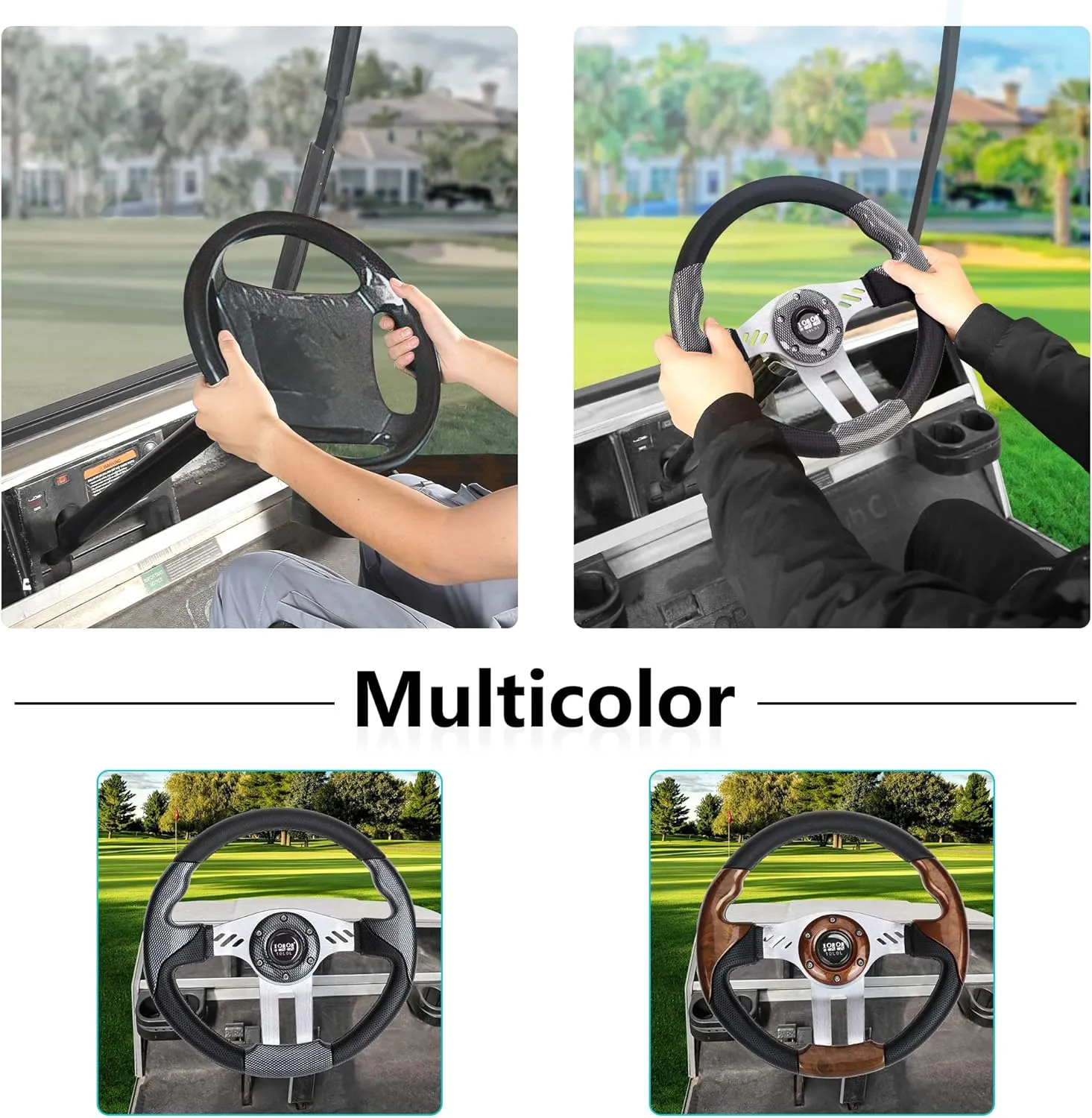 12.5 inch Wooden Golf Cart Steering Wheel Universally For Most Models - 10L0L