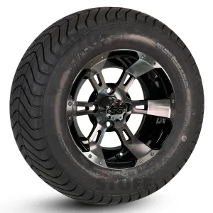 12" Stallion Machined/ Black Wheels and WANDA GFX 23x10-12 (23" tall) DOT Street Tires - Set of 4