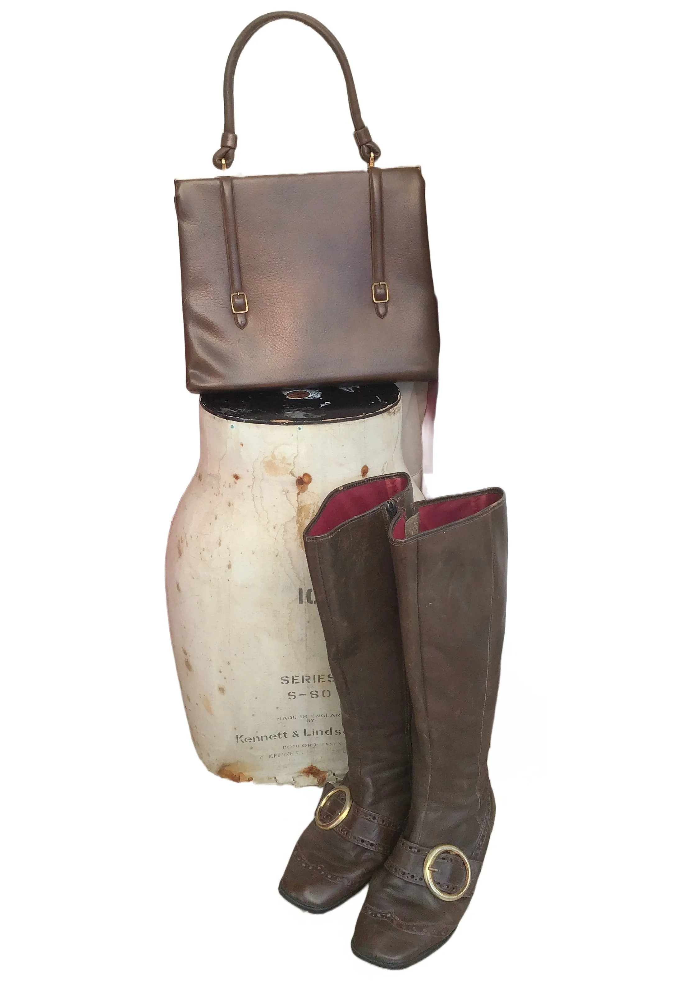 1960s Vintage Mod GoGo Brown Knee High Brogue Boots