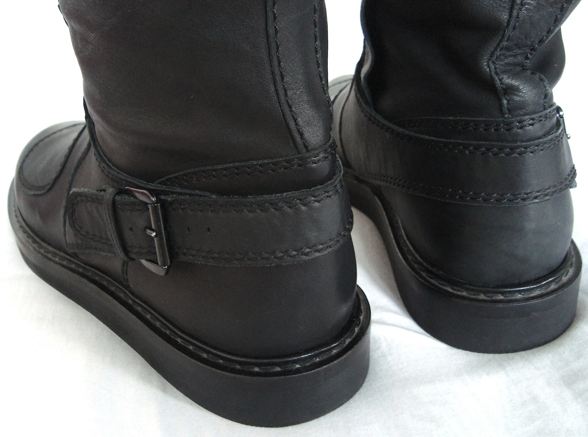 2011 Washed Calf Leather Biker Boots