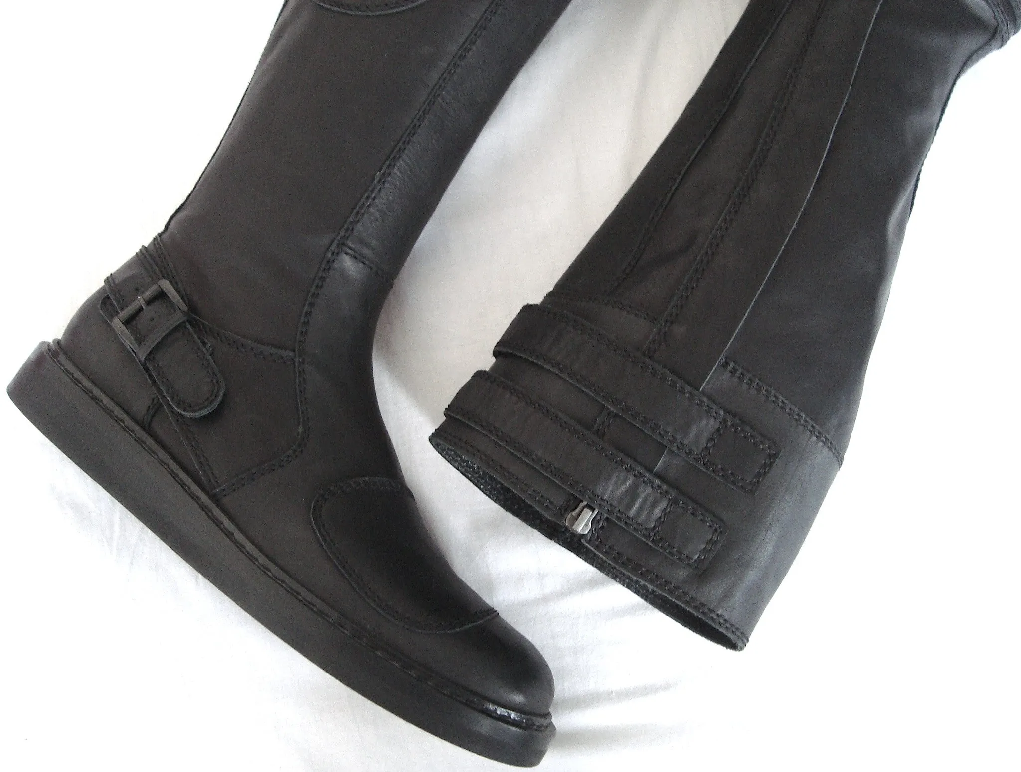 2011 Washed Calf Leather Biker Boots