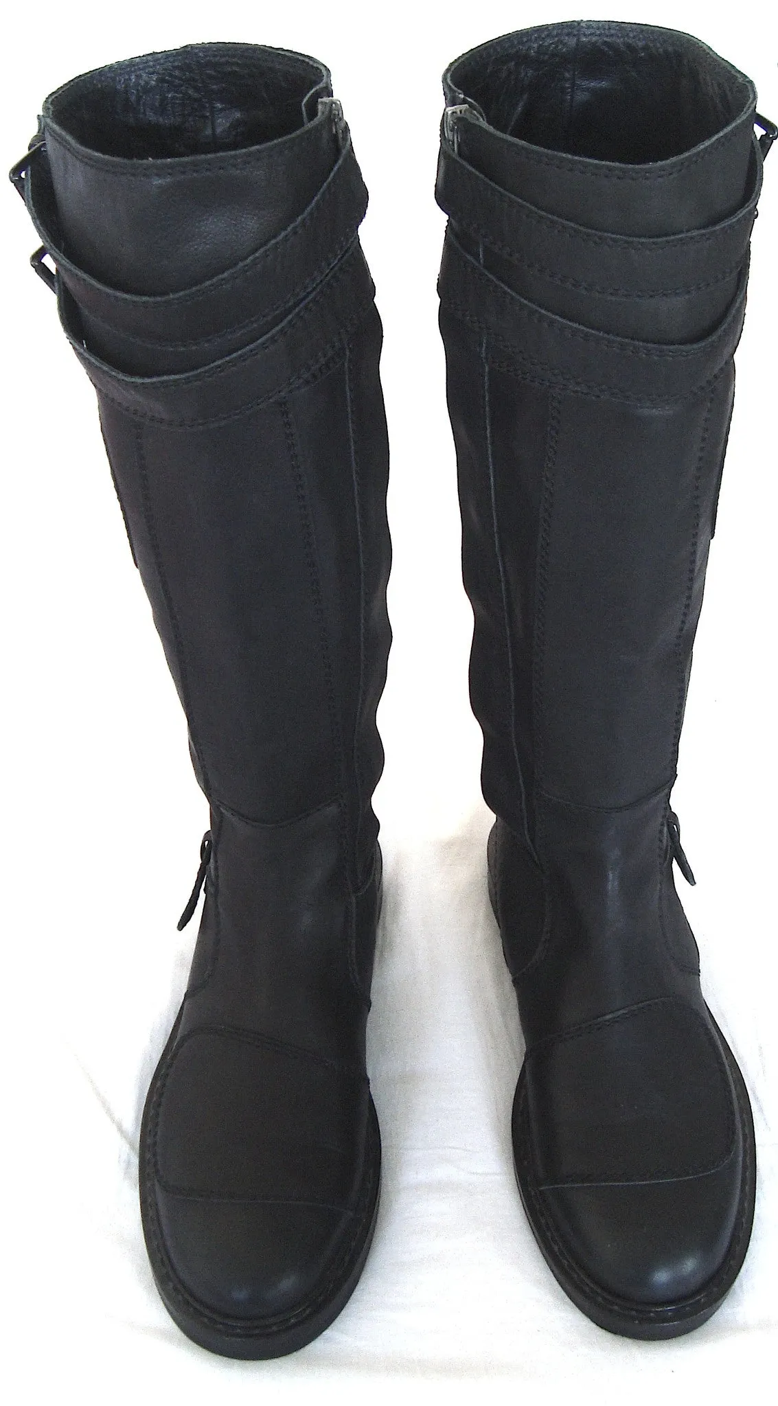 2011 Washed Calf Leather Biker Boots