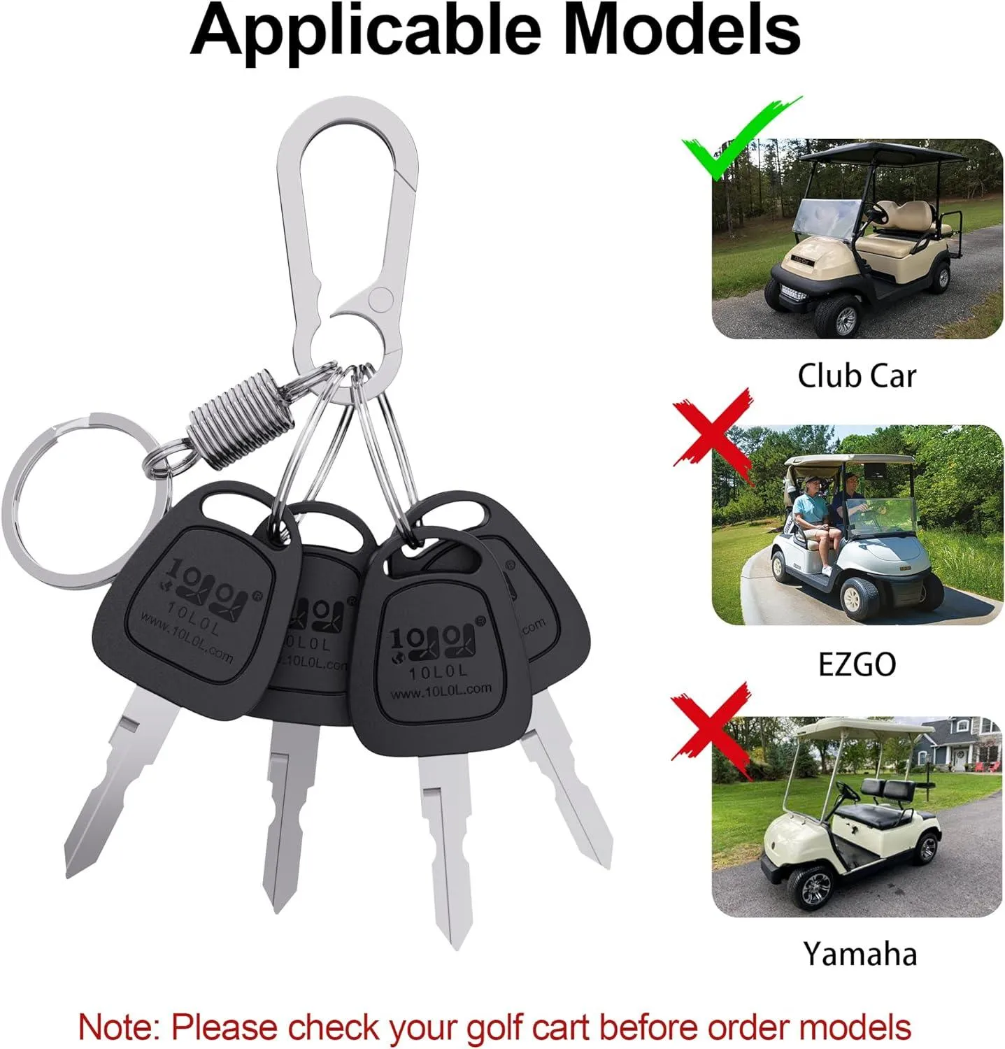 4 Pack Golf Cart Keys for Club Car DS 1982-up and Precedent 2004-up|10L0L