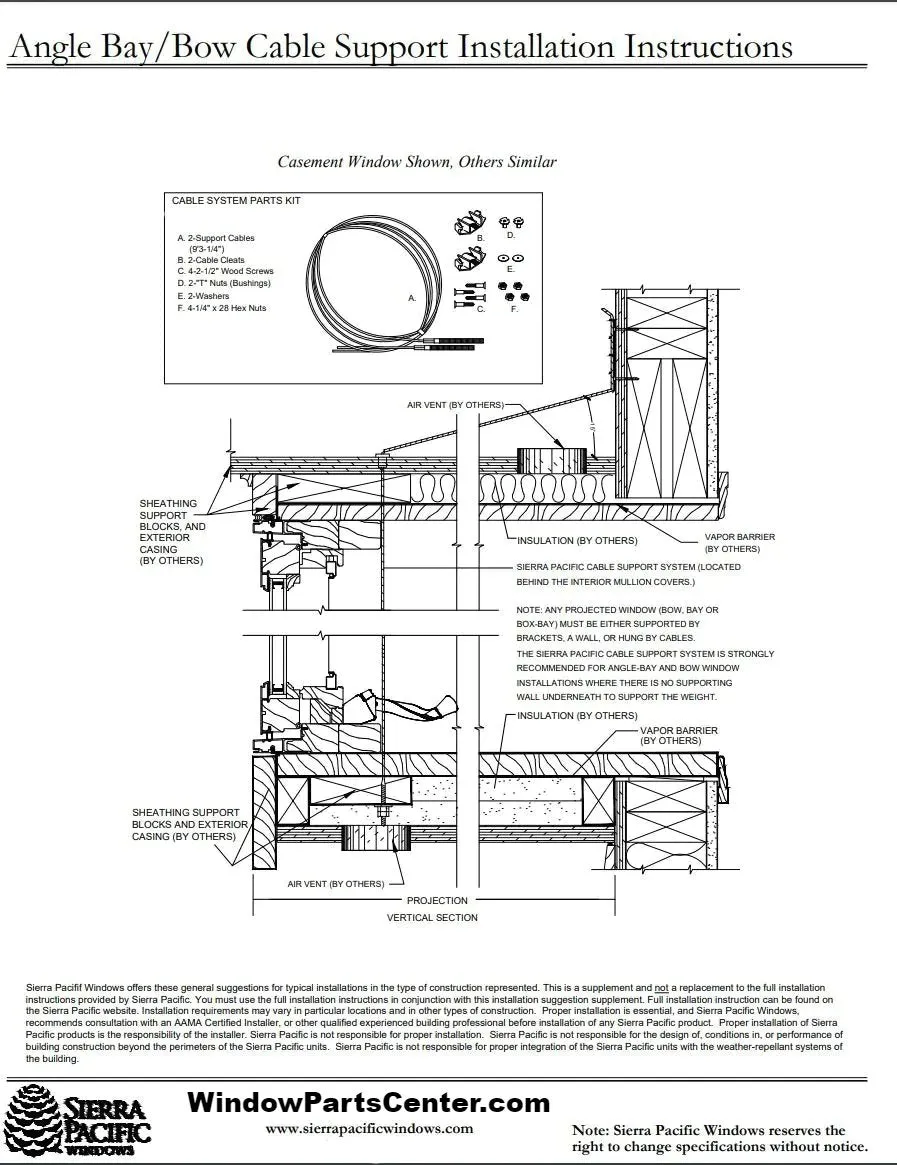 694 - Bay & Bow Window Cable Support System Kit