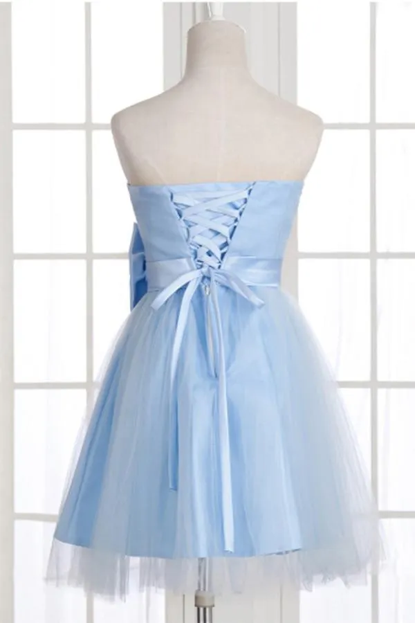 A-Line Strapless Bowknot Short Prom Dresses Homecoming Dress PG148