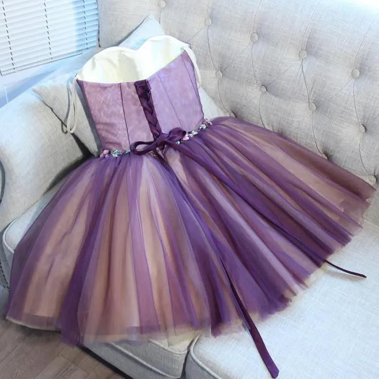 A-line Sweetheart Tulle Pretty Homecoming Dresses Mini Prom Dress   PD391