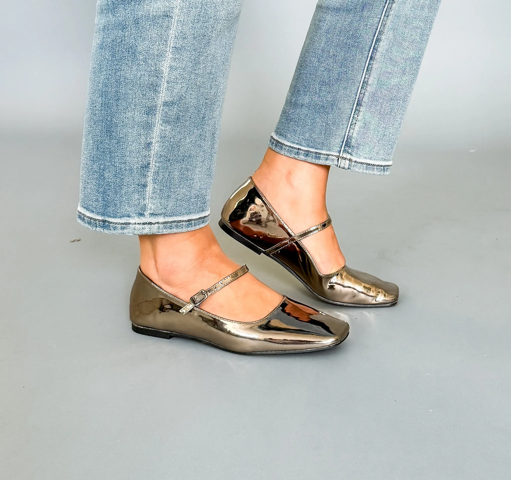 Addison Pewter Mary Jane Ballet Flats