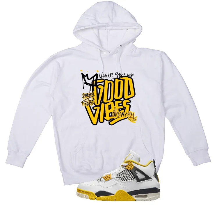 Air Jordan 4 WNNS “Vivid Sulfur” | illcurrency White T-Shirt (Good Vibes)