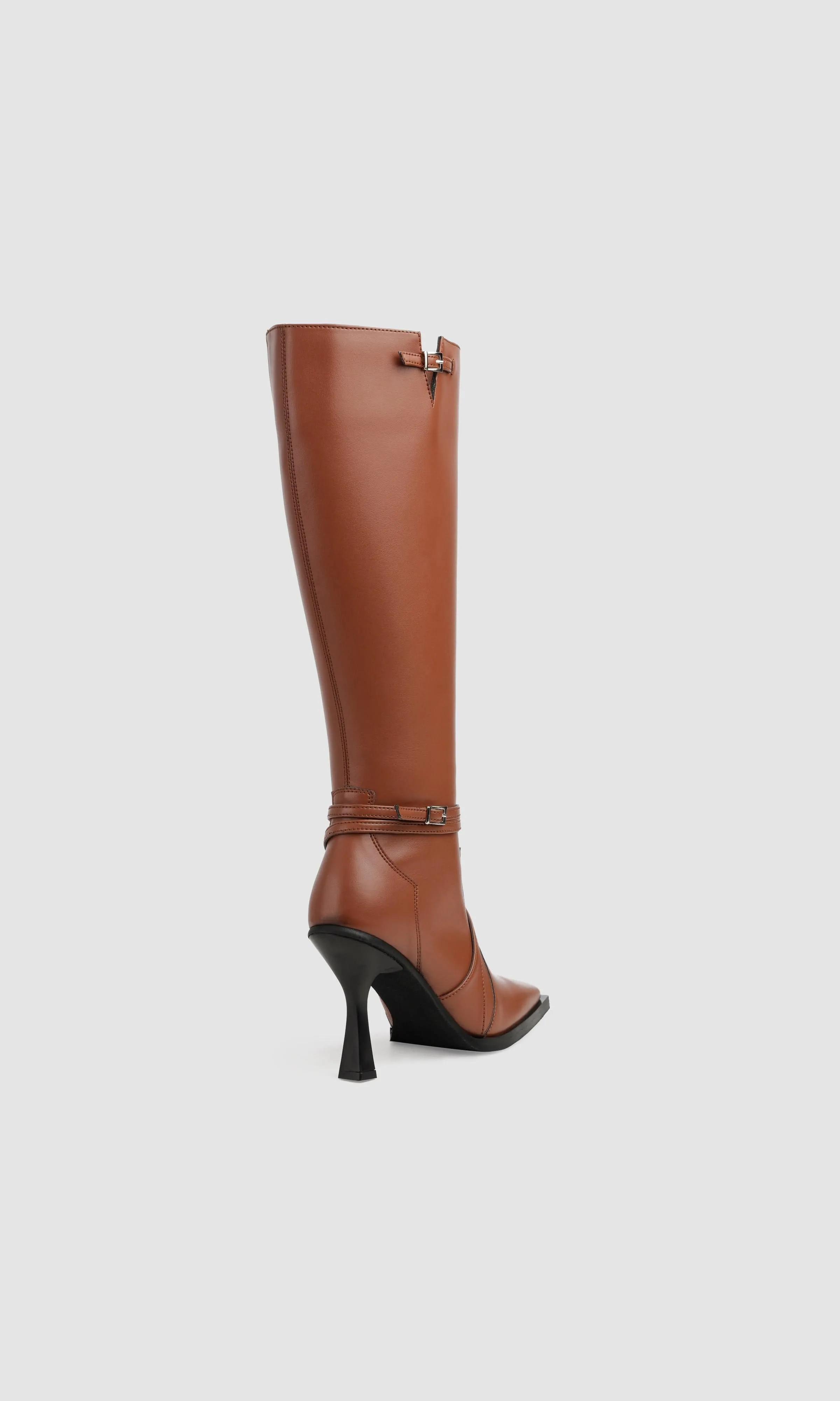 Alicia Vegan Apple Leather Knee Boots | Chestnut