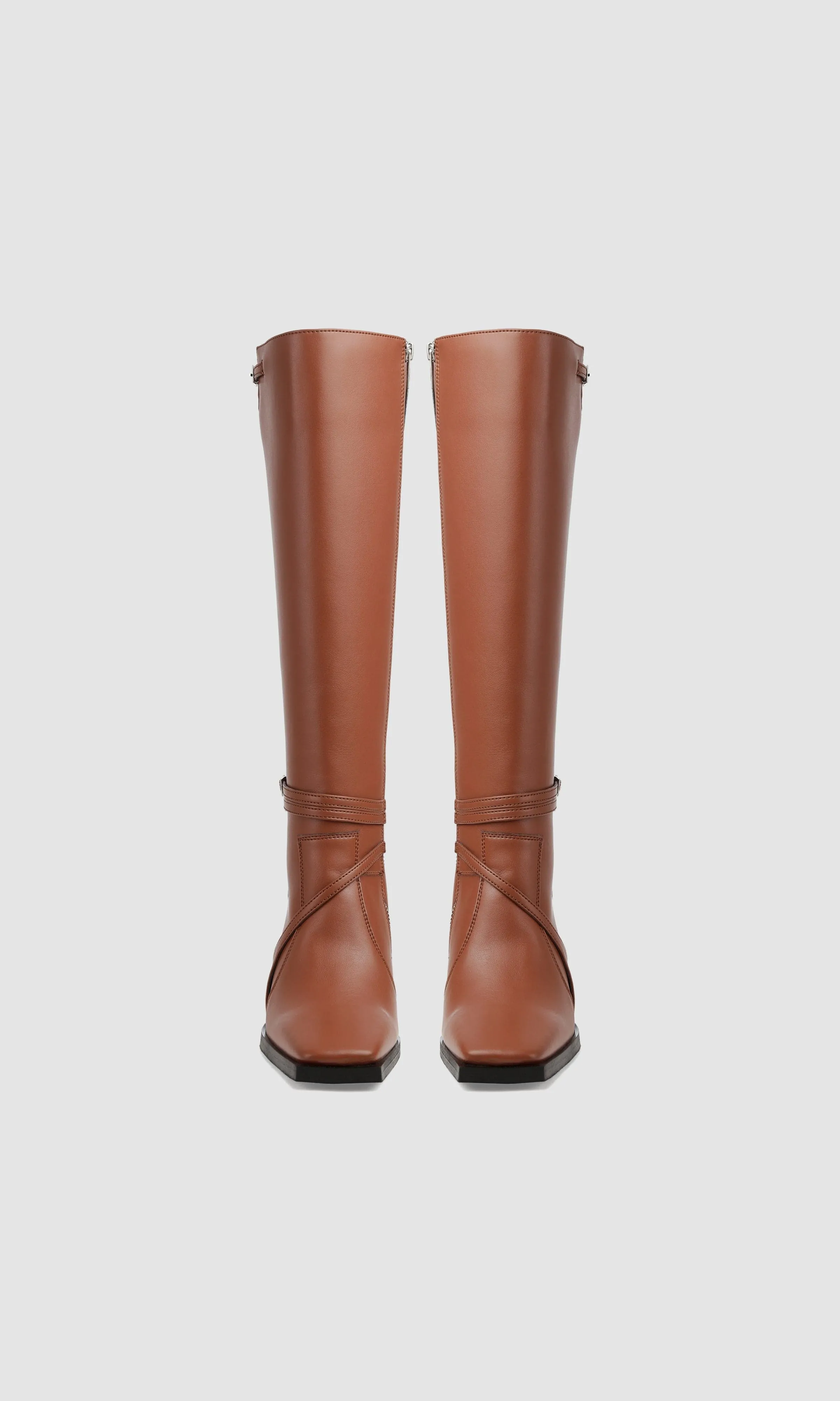 Alicia Vegan Apple Leather Knee Boots | Chestnut