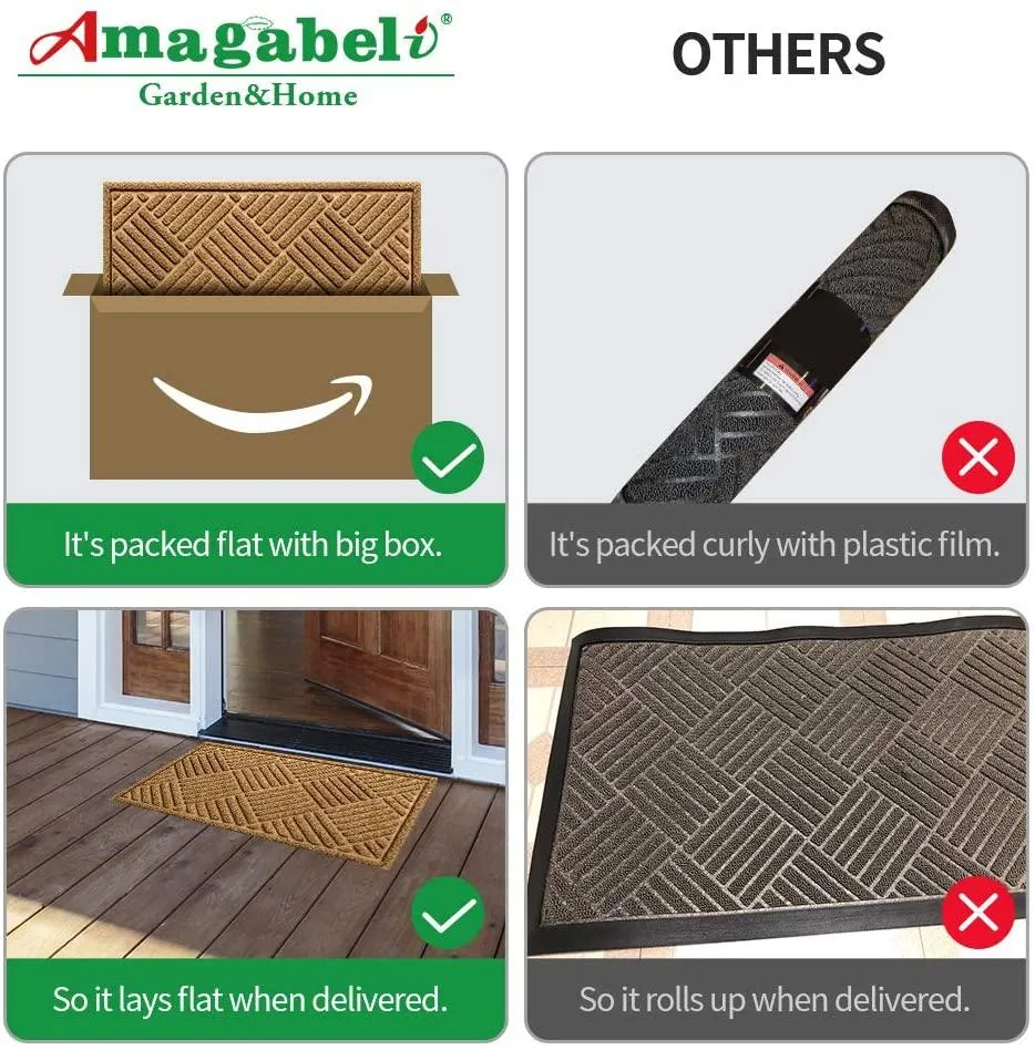 Amagabeli 2 Pack Outside Shoe Mat Rubber Doormat for Front Door 18"x 30" BG133