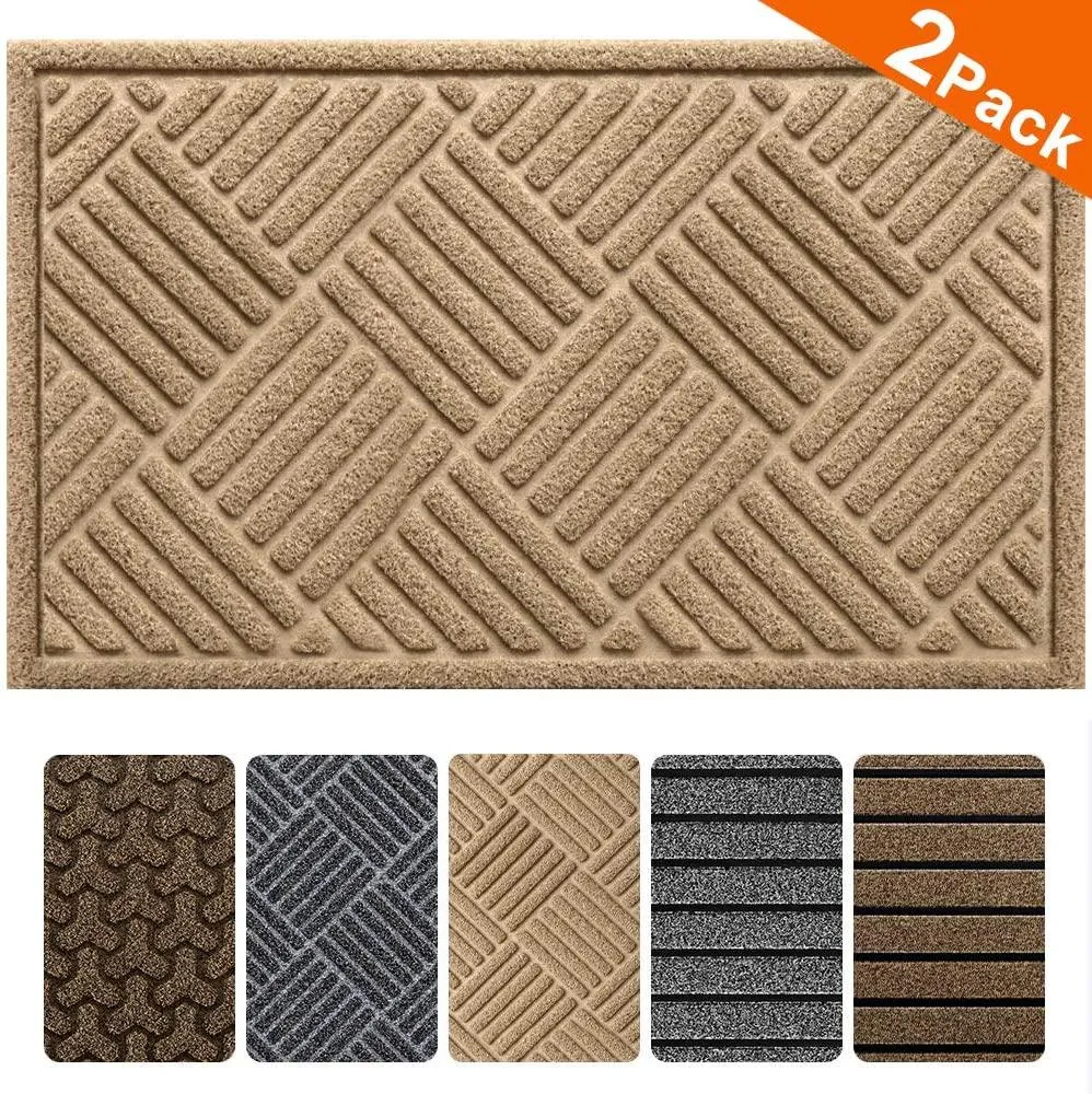 Amagabeli 2 Pack Outside Shoe Mat Rubber Doormat for Front Door 18"x 30" BG133