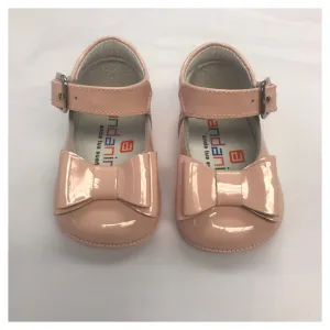 Andanines Pink Patent Bow Pram Shoe