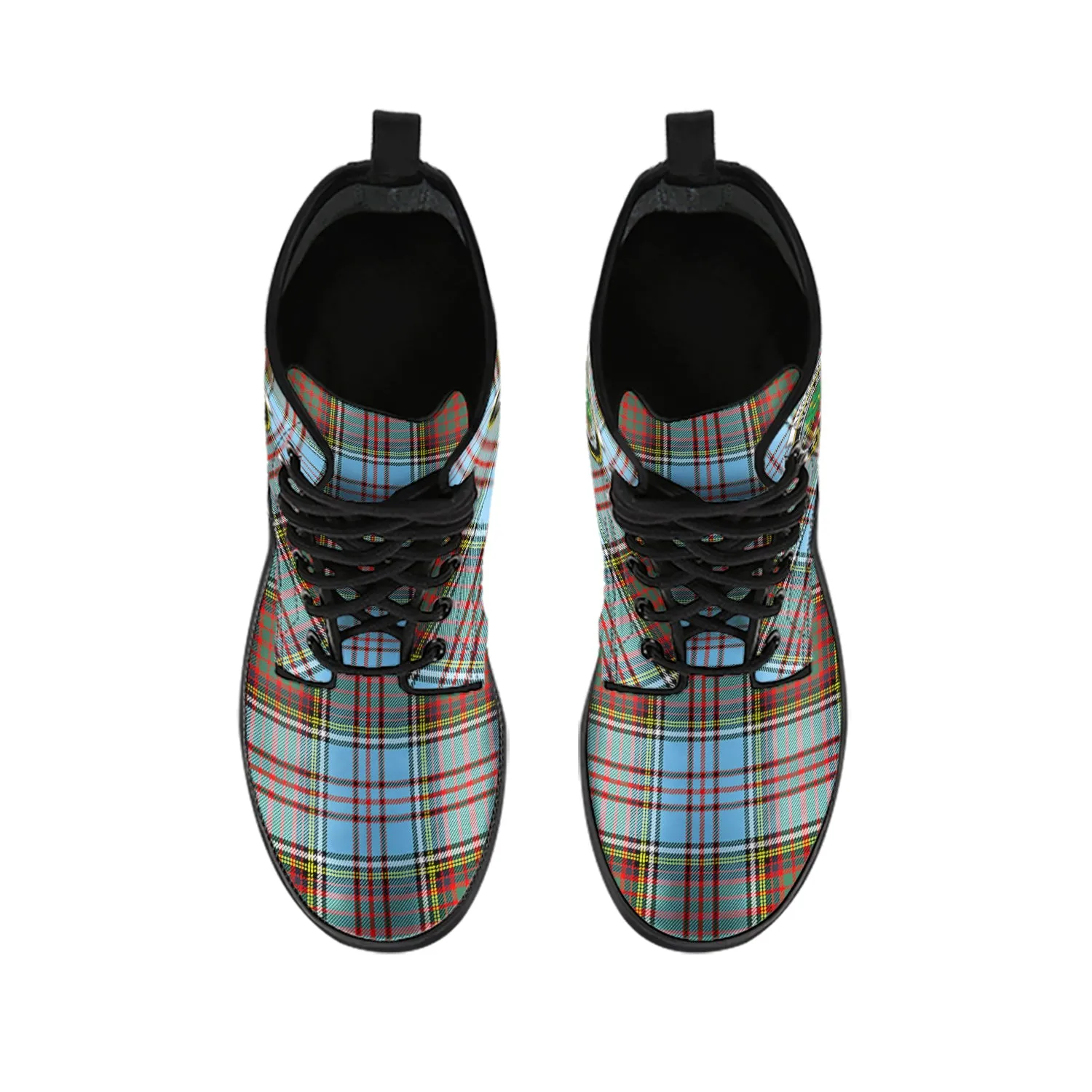 Anderson Ancient Tartan Leather Boots with Family Crest