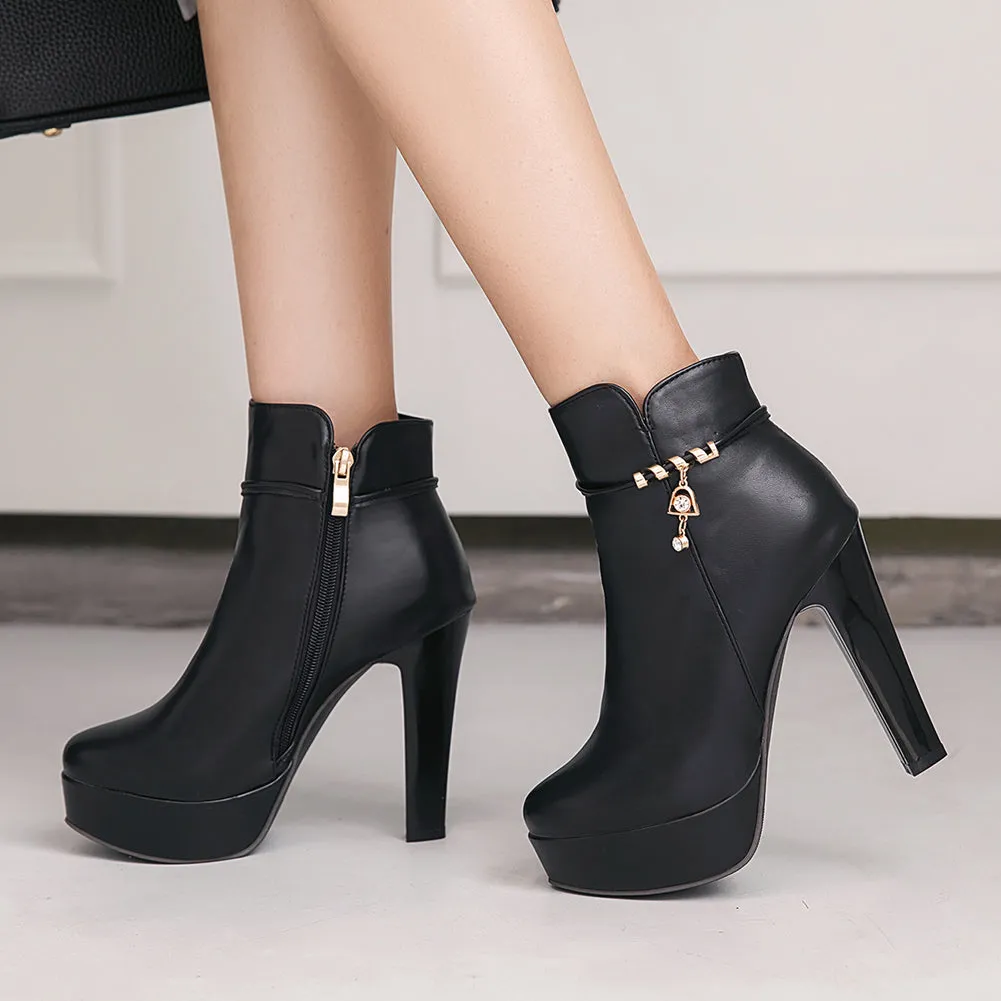 Ankle Boots Zip Up office lady High Heels