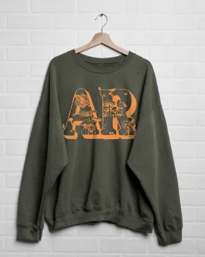 Arkansas Mushrooms Military Green Thrifted Sweatshirt