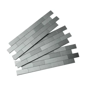 ASPECT A9550 Wall Tile, 12 in L, 4 in W, 1/8 in Thick, Aluminum/Polymer, Brushed Stainless Steel