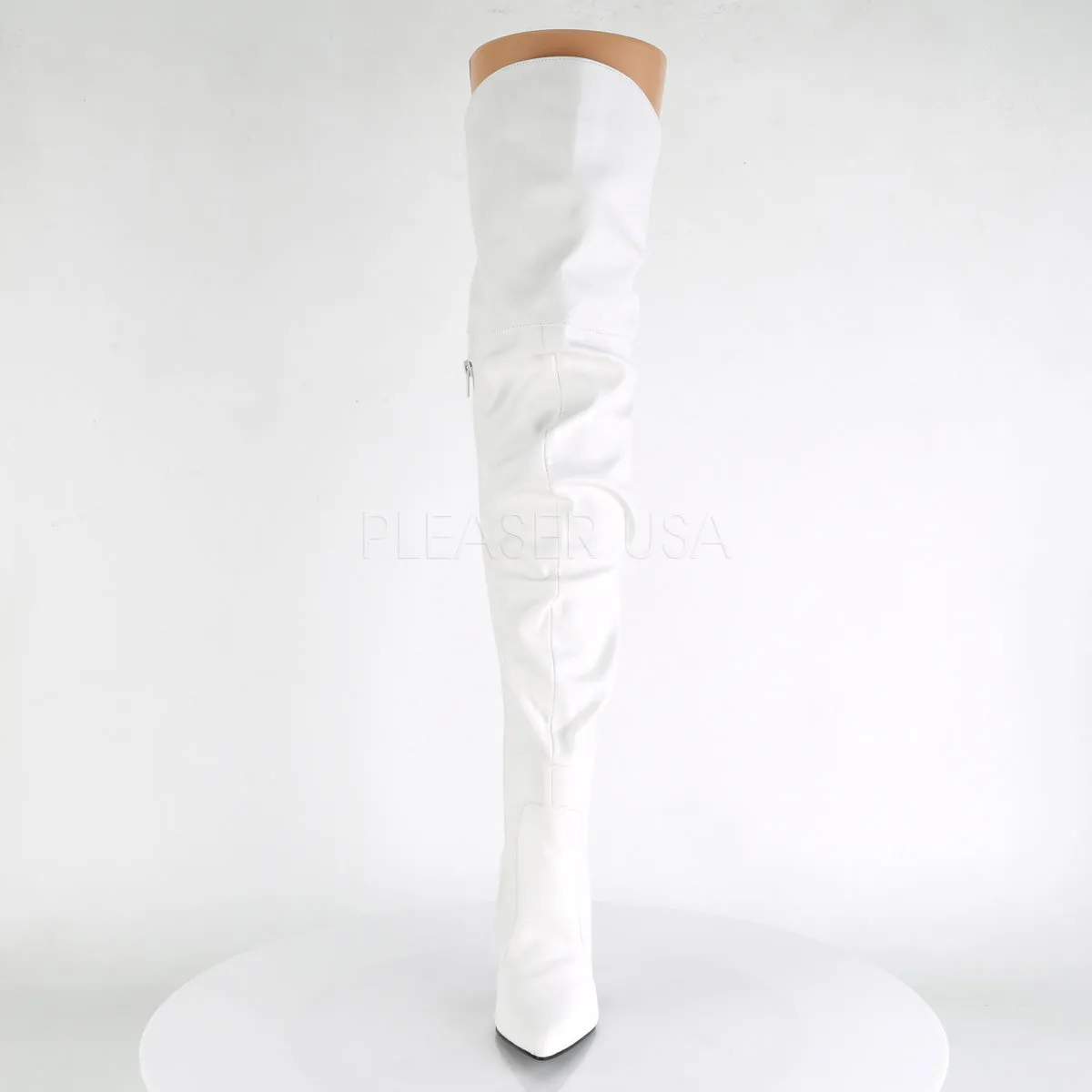 Bad Girls Thigh High Scrunch Boots White