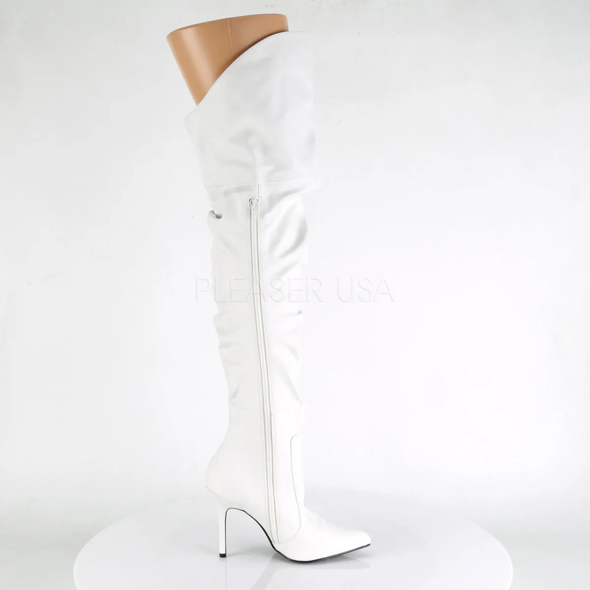 Bad Girls Thigh High Scrunch Boots White