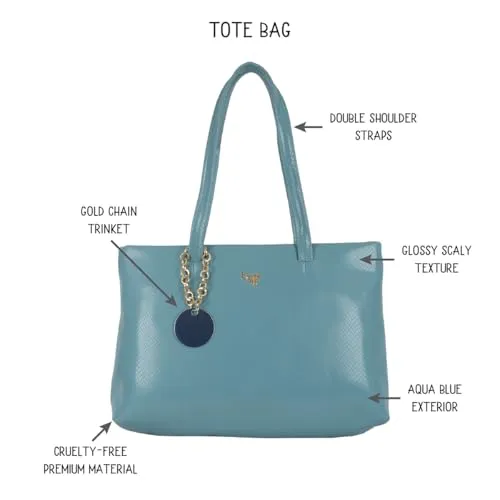 Baggit Women Blue Tote Handbag Medium Size | Ladies Stylish Casual Purse Bag