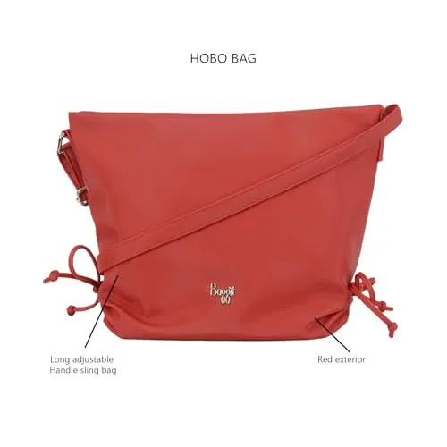 Baggit Women Red Sling Bag Medium Size | Ladies Stylish Casual Cross Body Purse Handbag