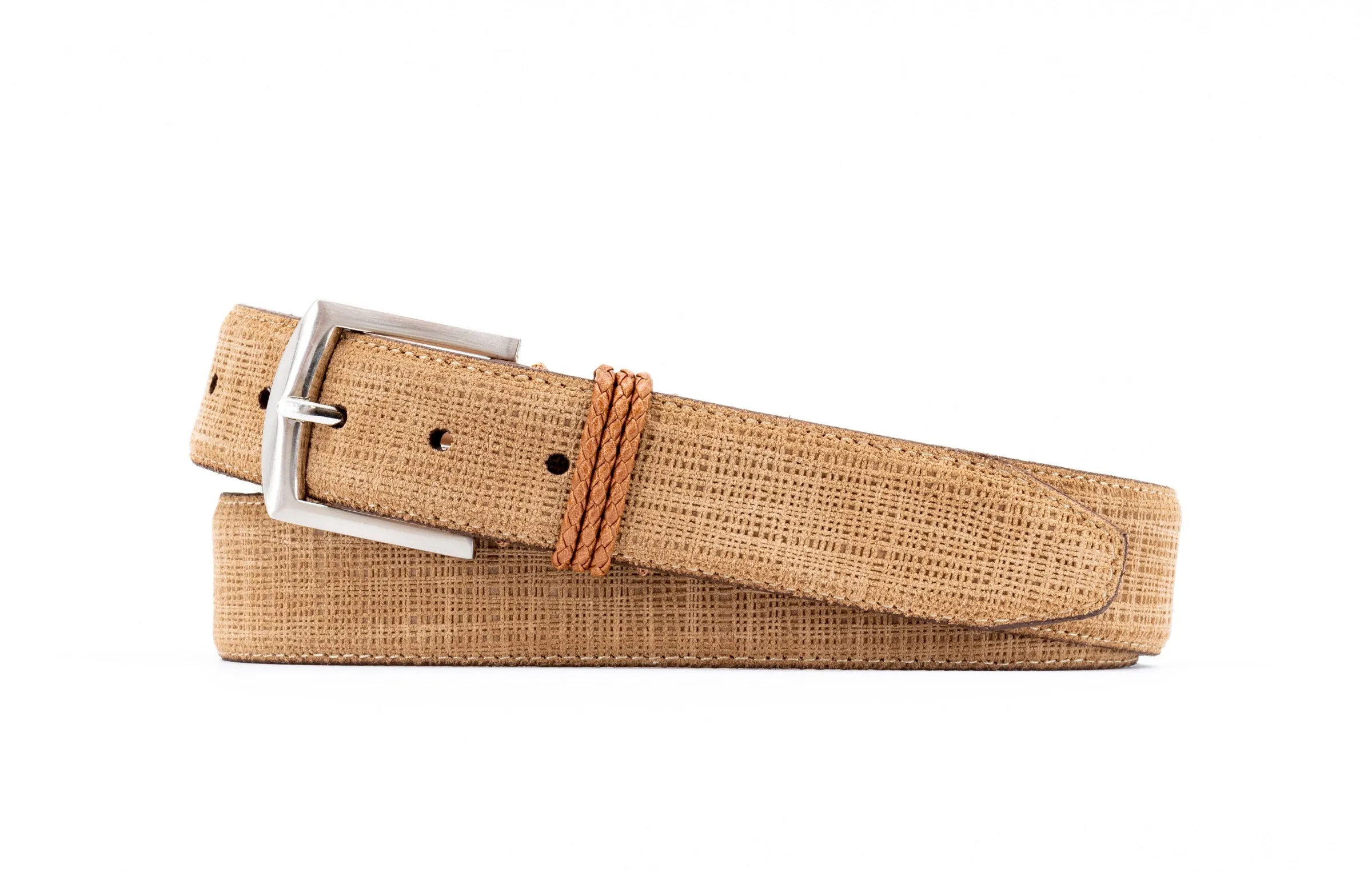 Bermuda Braid Nubuck Belt - Cappuccino