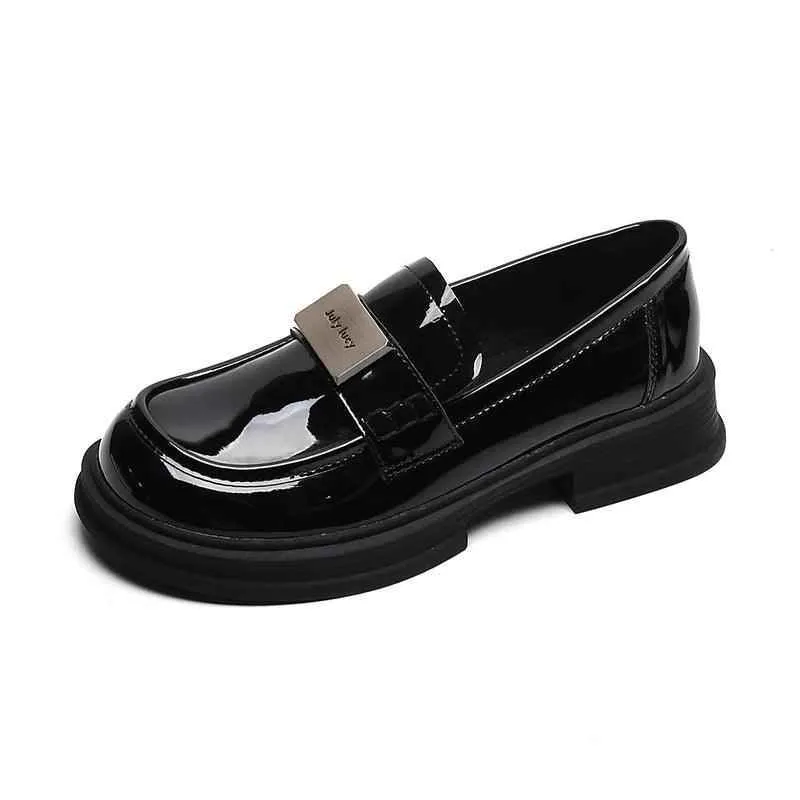 Black Leather Low Heels Loafers Pumps - W826-5 Women's Casual Shoes