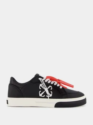 Black Leather Tag Sneakers