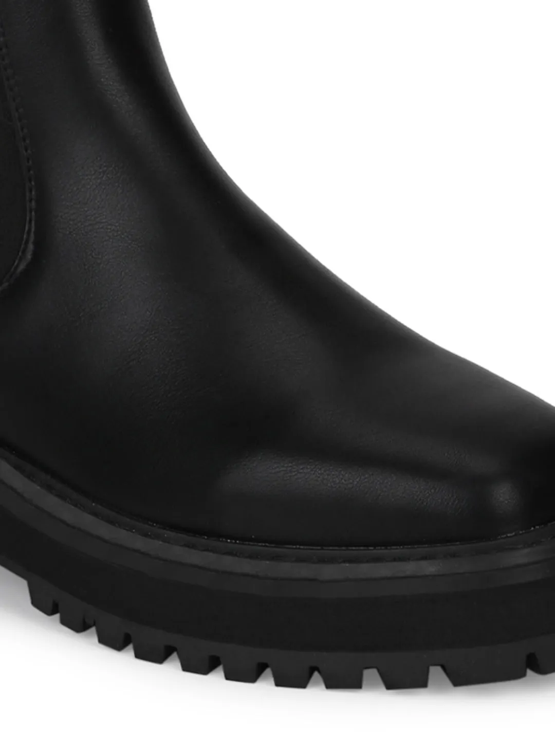 Black PU Oxford Ankle Boots