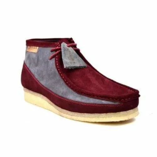 British Walkers Walker 100 Wallabee Boots Men's Burgundy and Gray Suede