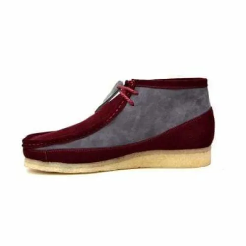 British Walkers Walker 100 Wallabee Boots Men's Burgundy and Gray Suede