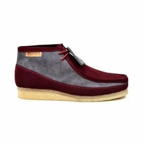 British Walkers Walker 100 Wallabee Boots Men's Burgundy and Gray Suede