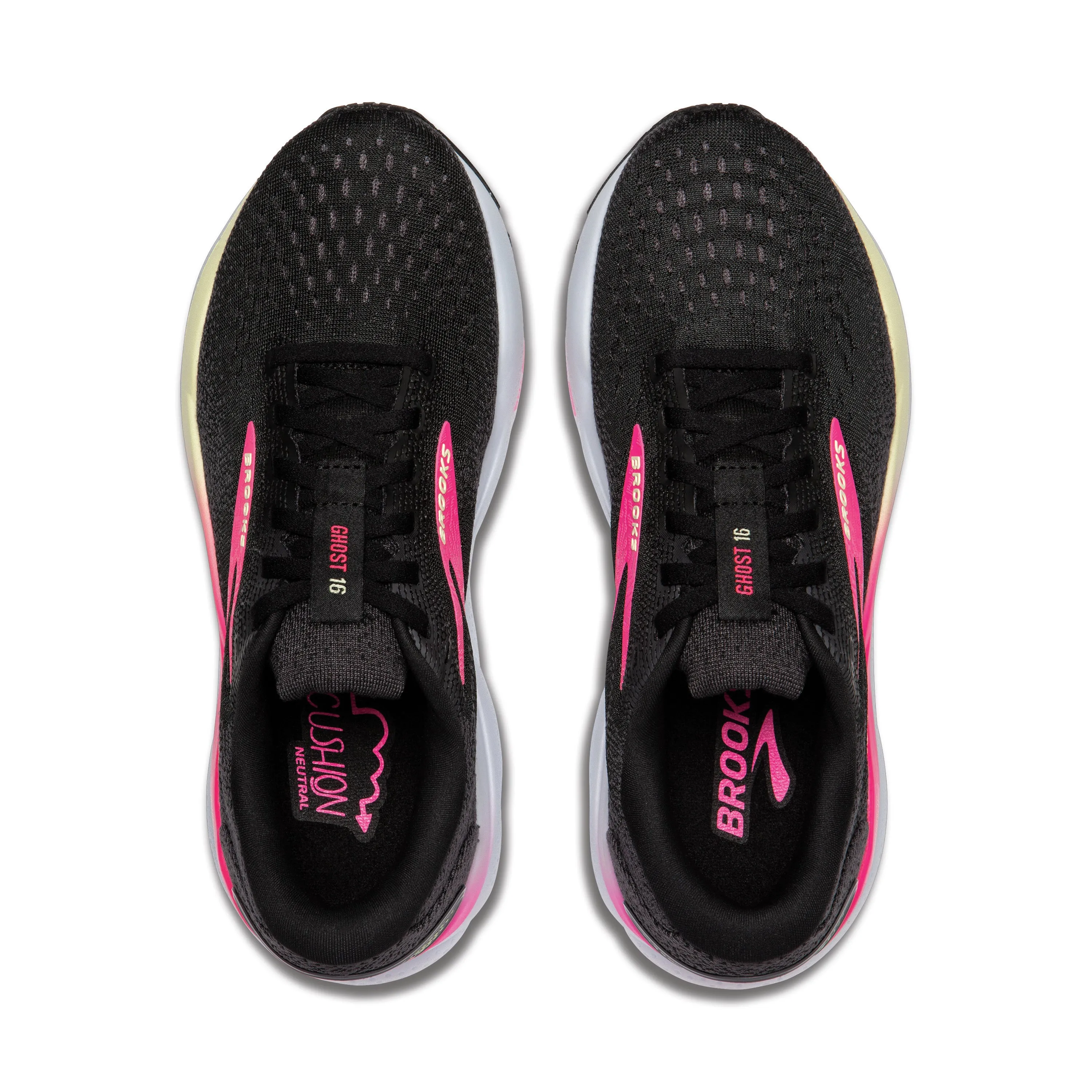 Brooks Ghost 16 Wide Women's - Black/Pink/Yellow