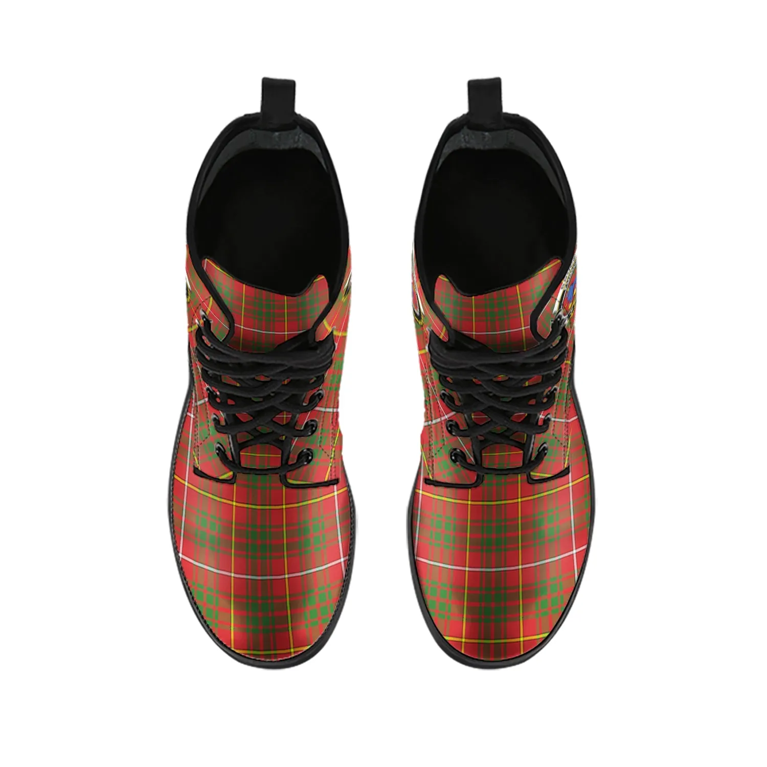 Bruce Modern Tartan Leather Boots with Family Crest