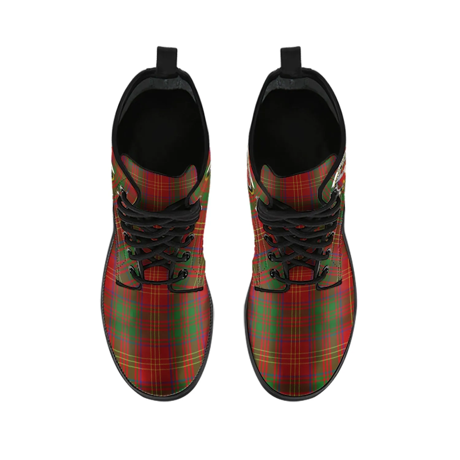 Burns Tartan Leather Boots with Family Crest