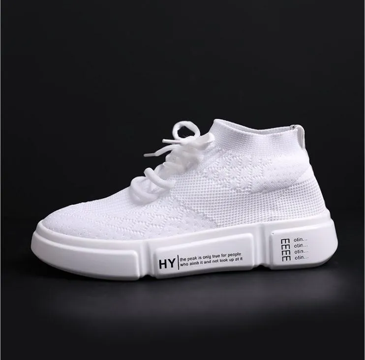 Casual High Waist Thick Bottom Bandage Round Toe Sport Sneakers