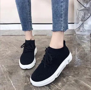 Casual High Waist Thick Bottom Bandage Round Toe Sport Sneakers