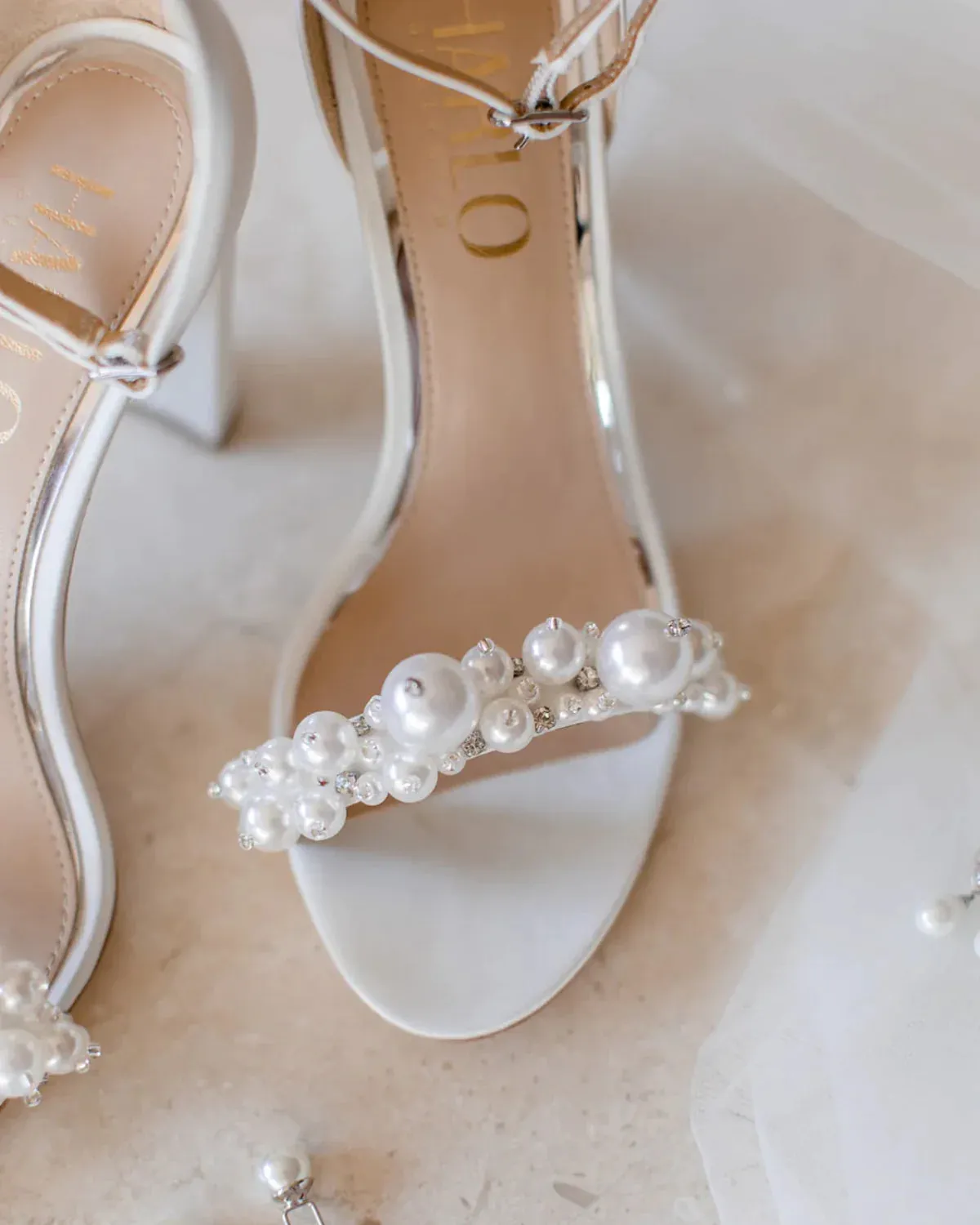 Charlotte, White Statement Pearl Block Heel