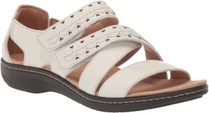 Clarks Men Laurieann Holly Flat Sandal White Leather Size 7 Wide Pair of Shoes