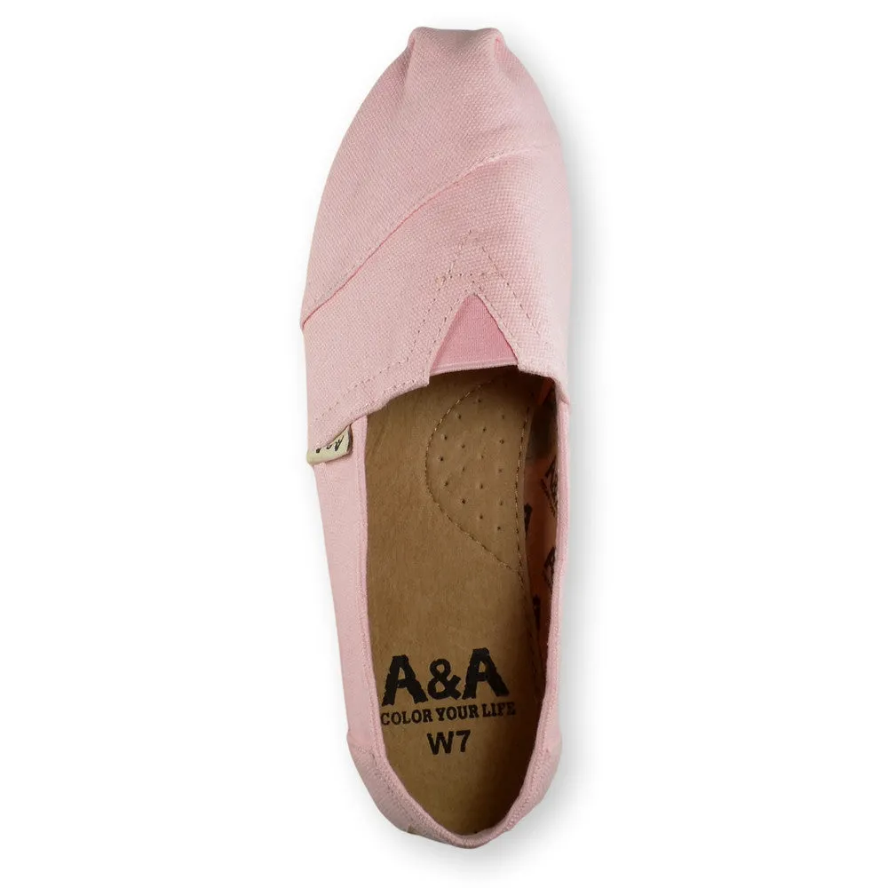 Classic Pink Canvas Slip On Shoes for Women