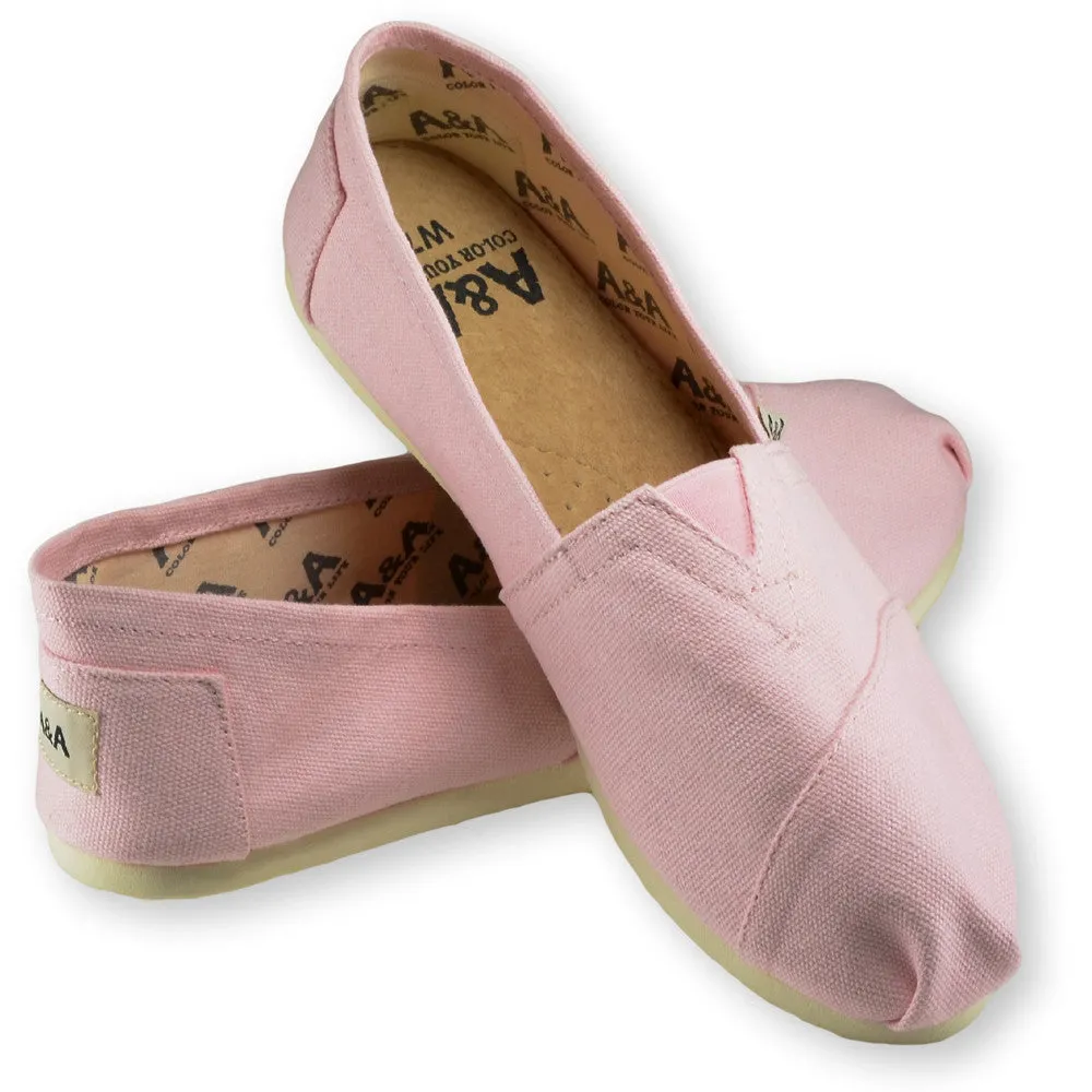 Classic Pink Canvas Slip On Shoes for Women