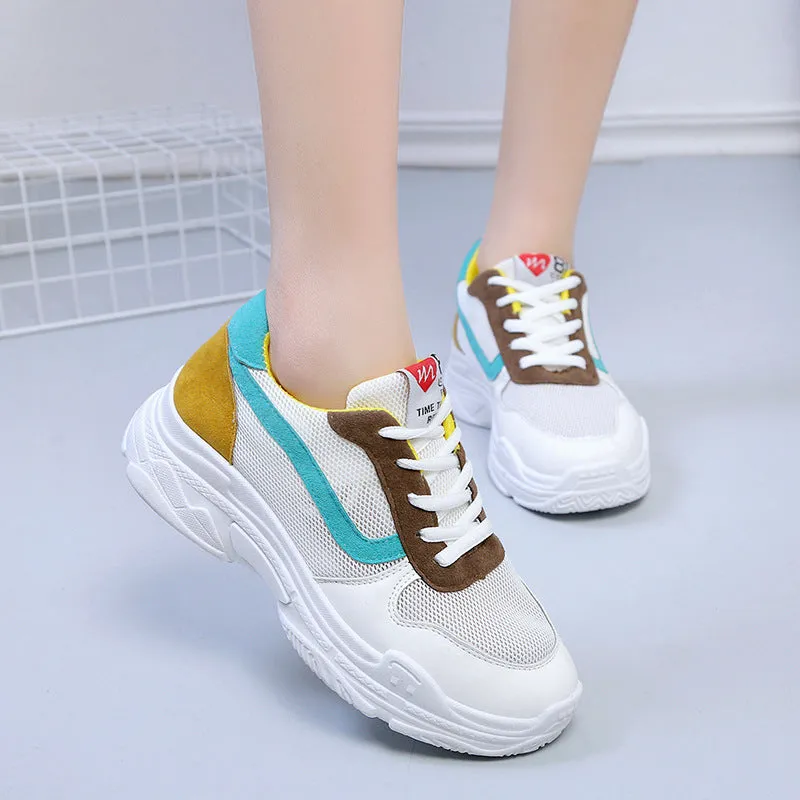 Color Patchwork Round Toe Platform Casual Sneaker