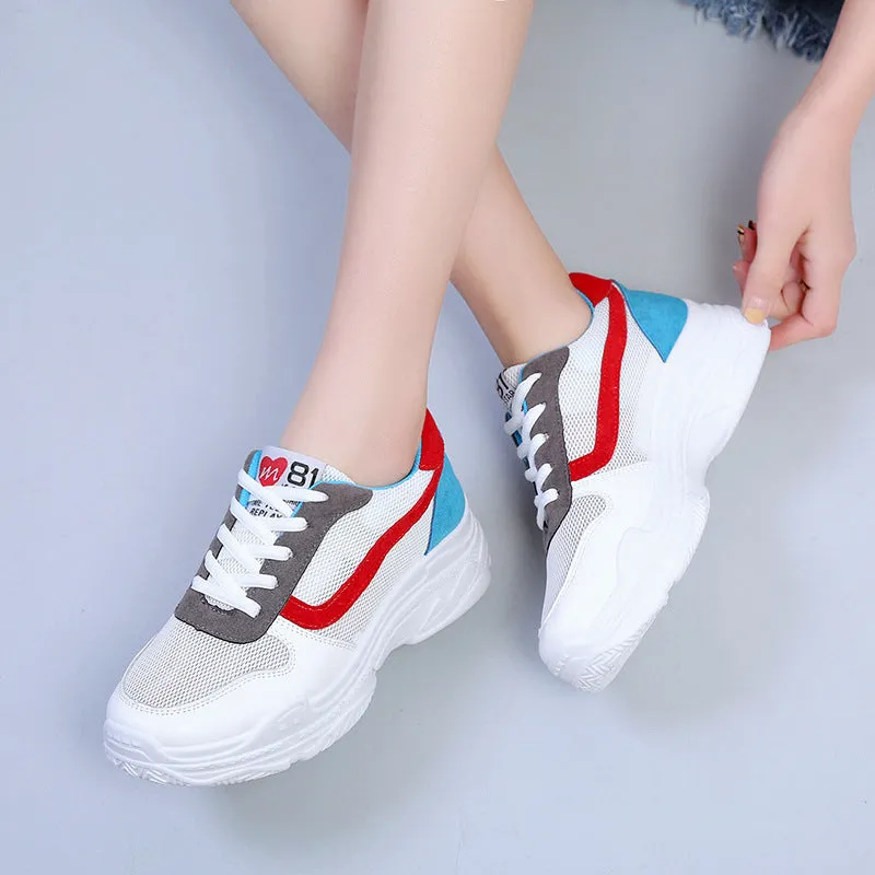 Color Patchwork Round Toe Platform Casual Sneaker