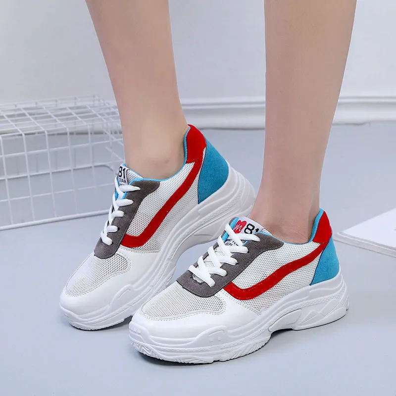 Color Patchwork Round Toe Platform Casual Sneaker