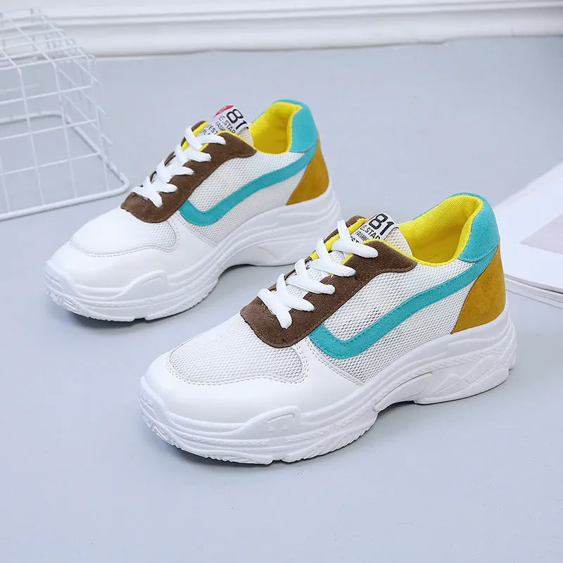 Color Patchwork Round Toe Platform Casual Sneaker