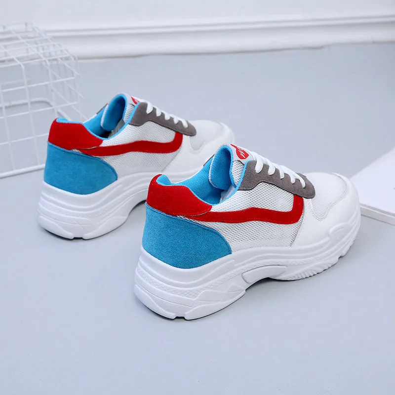 Color Patchwork Round Toe Platform Casual Sneaker