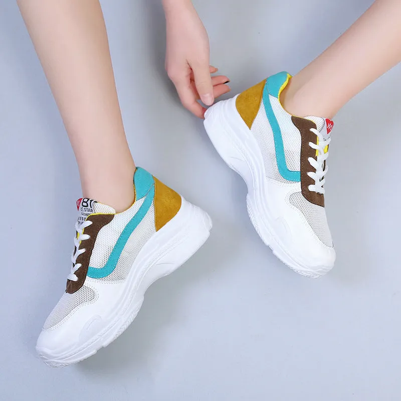 Color Patchwork Round Toe Platform Casual Sneaker