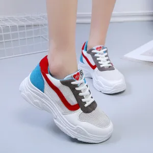 Color Patchwork Round Toe Platform Casual Sneaker