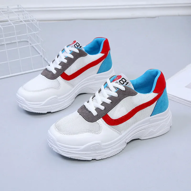 Color Patchwork Round Toe Platform Casual Sneaker